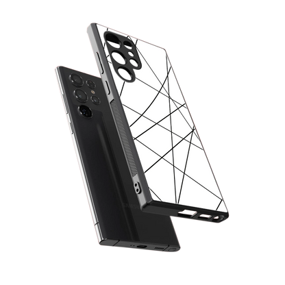 Geomatric White sleek samsung galaxy s23 ultra cover with tempered glass back and TPU edges