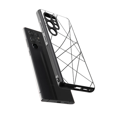 Geomatric White sleek samsung galaxy s25 ultra cover with tempered glass back and TPU edges