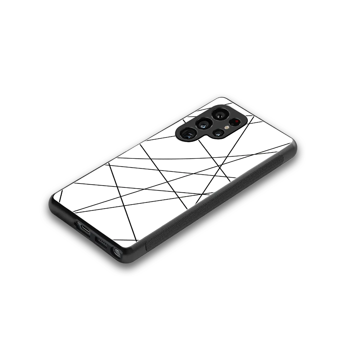 Geomatric White stylish phone case for samsung galaxy s26 ultra | glossy glass and slim fit