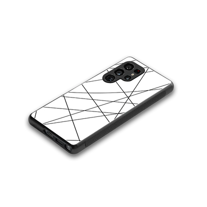 Geomatric White stylish phone case for samsung galaxy s26 ultra | glossy glass and slim fit
