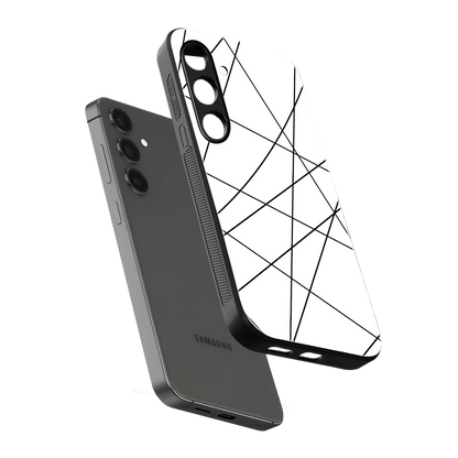 Geomatric White sleek samsung galaxy s24 cover with tempered glass back and TPU edges