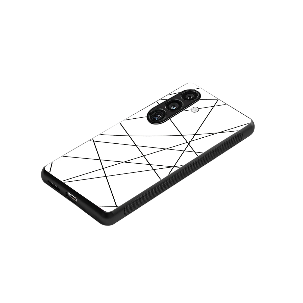 Geomatric White stylish phone case for samsung galaxy s25 | glossy glass and slim fit