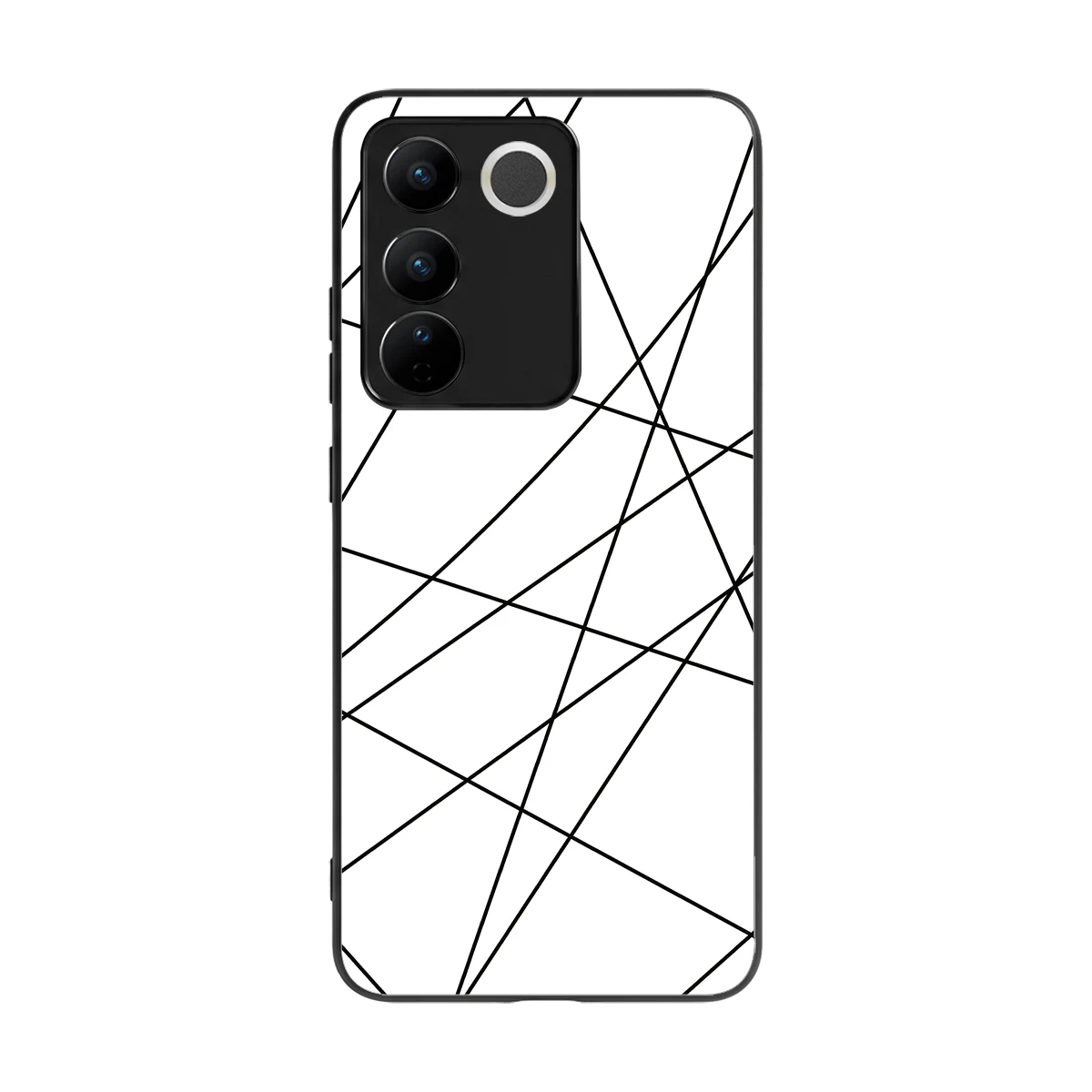 Geomatric White back phone cover | glass case for vivo v27 5g