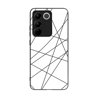 Geomatric White back phone cover | glass case for vivo v27 5g