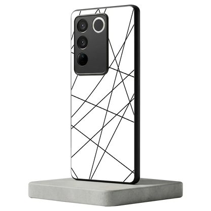 Geomatric White vivo v27 5g mobile cover | shockproof glass phone case