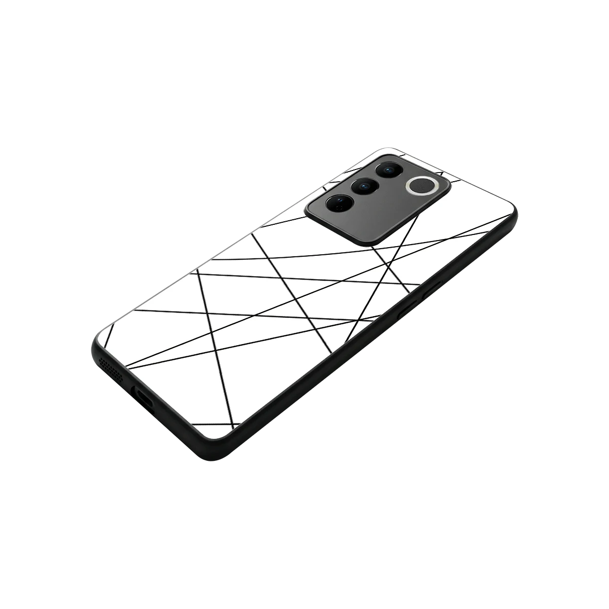 Geomatric White stylish phone case for vivo v27 5g | glossy glass and slim fit