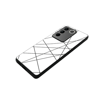 Geomatric White stylish phone case for vivo v27 5g | glossy glass and slim fit