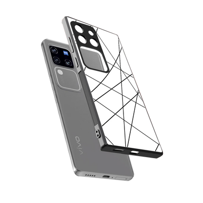Geomatric White sleekvivo v30 pro cover with tempered glass back and TPU edges