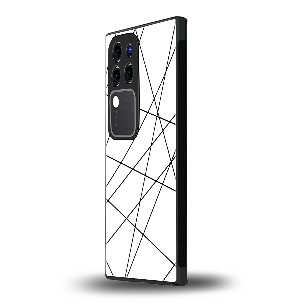 Geomatric Whitevivo v30 pro mobile cover | shockproof glass phone case