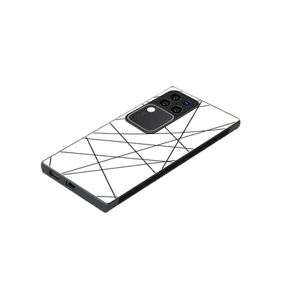 Geomatric White stylish phone case forvivo v30 pro | glossy glass and slim fit