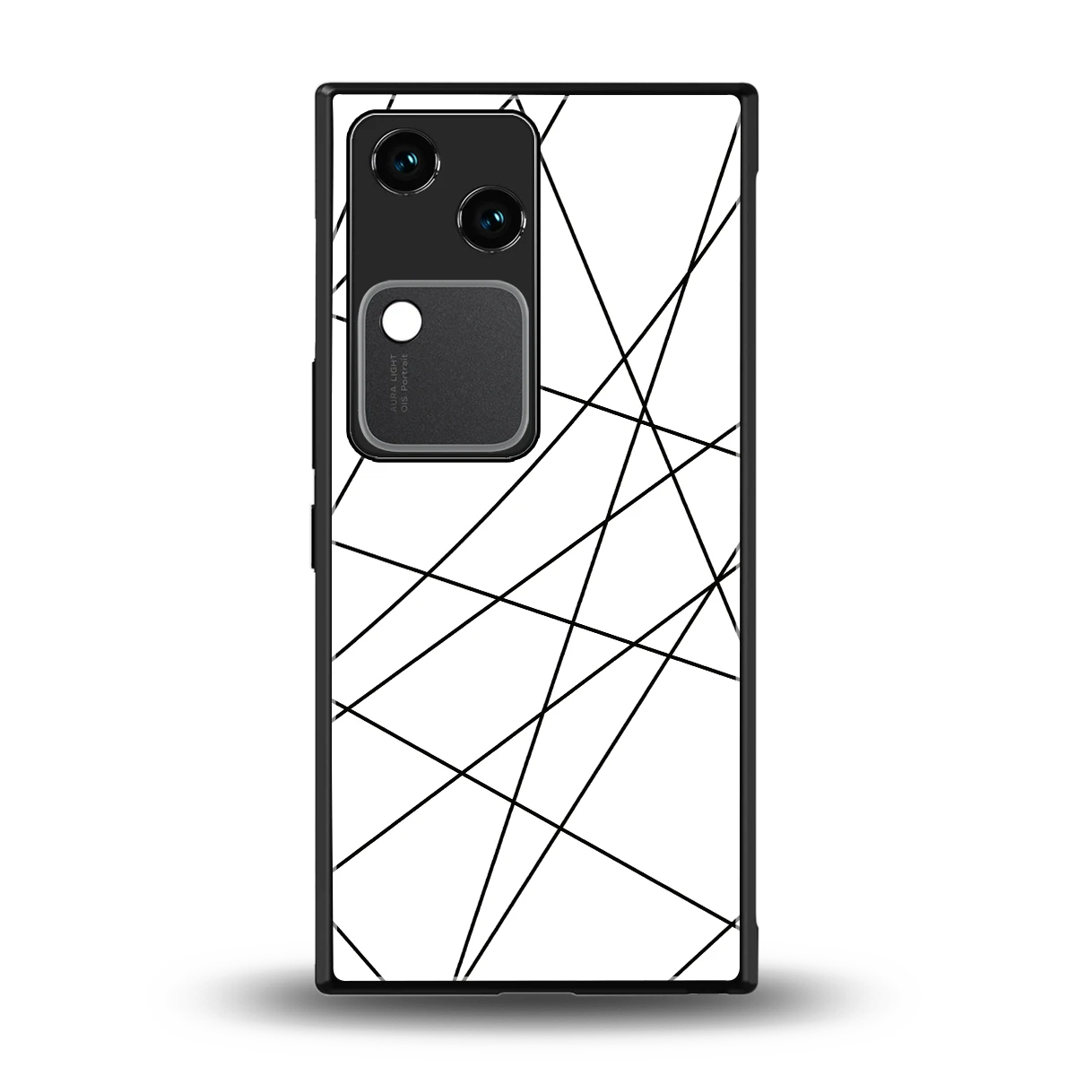 Geomatric White back phone cover | glass case for vivo v30