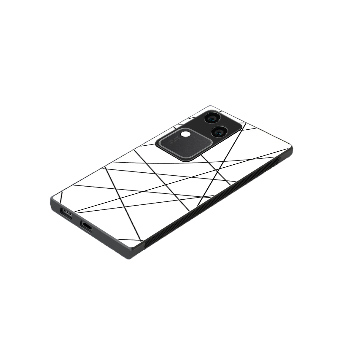 Geomatric White stylish phone case for vivo v30 | glossy glass and slim fit
