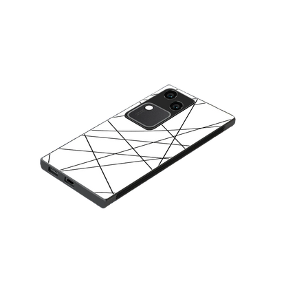 Geomatric White stylish phone case for vivo v30 | glossy glass and slim fit