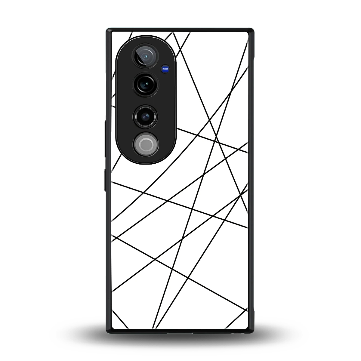 Geomatric White back phone cover | glass case for vivo v40 pro