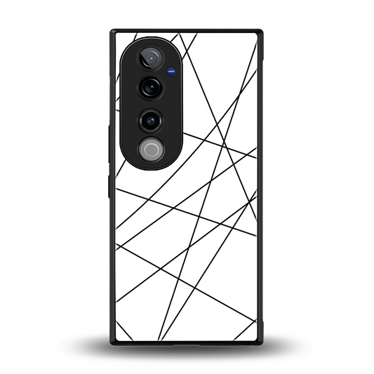Geomatric White back phone cover | glass case for vivo v40 pro