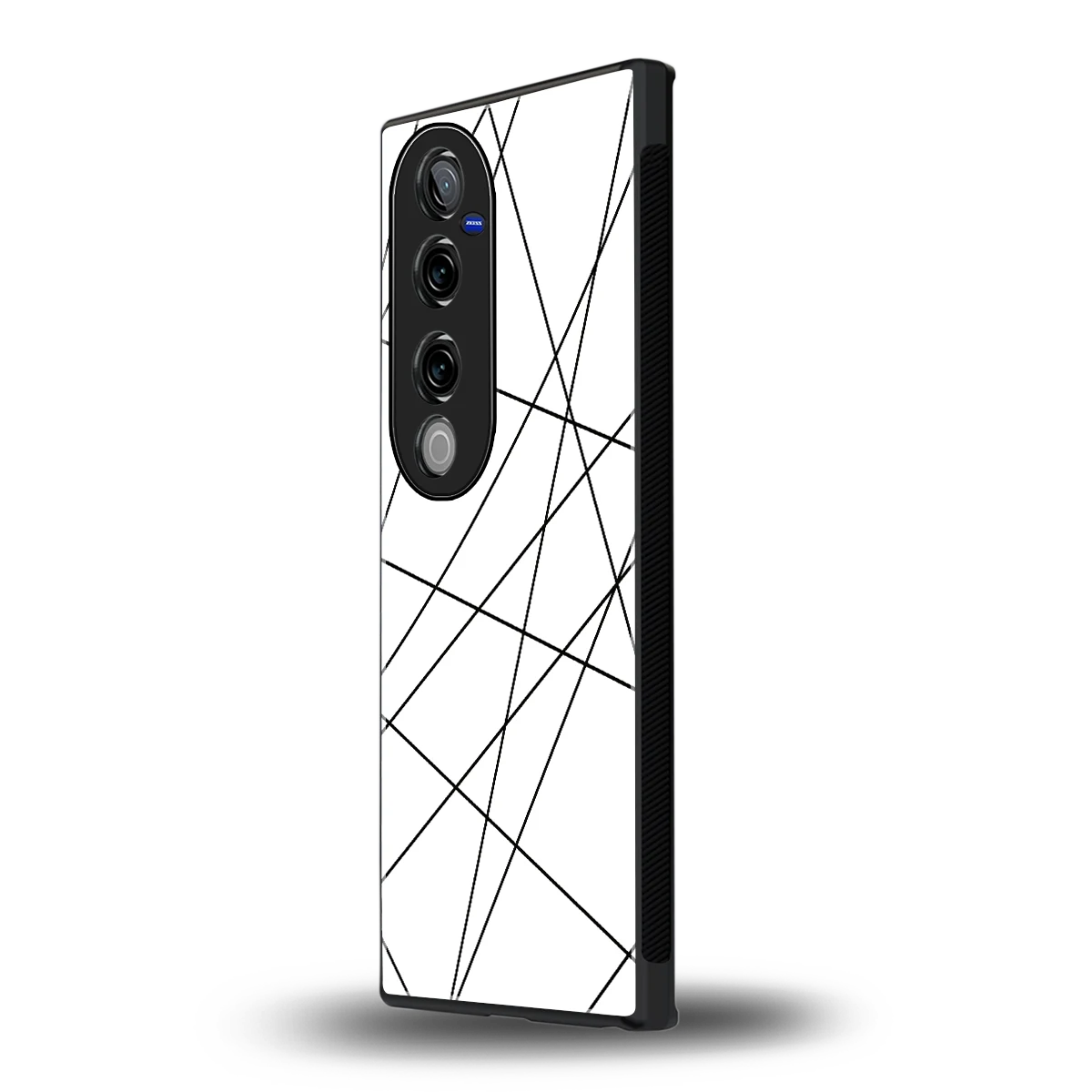 Geomatric White vivo v40 pro mobile cover | shockproof glass phone case