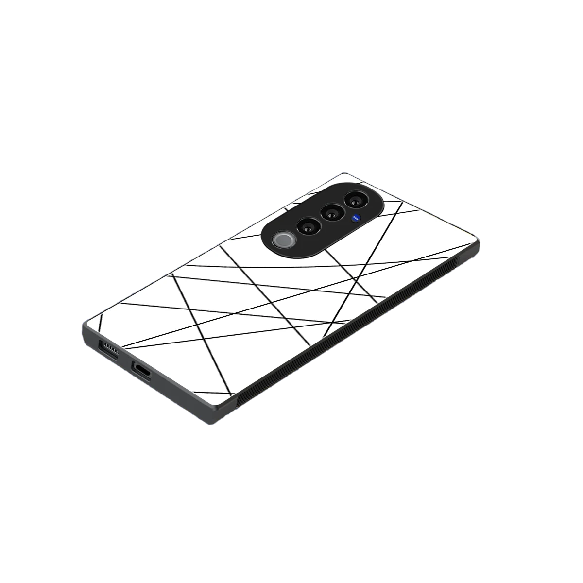 Geomatric White stylish phone case for vivo v40 pro | glossy glass and slim fit