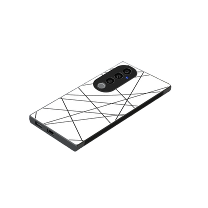Geomatric White stylish phone case for vivo v40 pro | glossy glass and slim fit