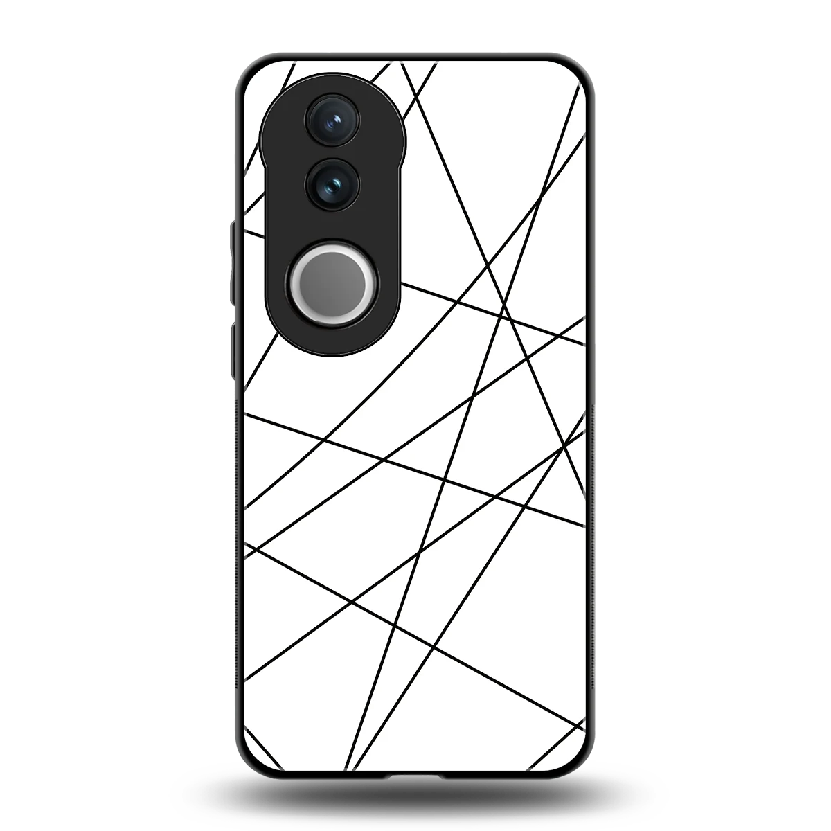 Geomatric White back phone cover | glass case for vivo v50