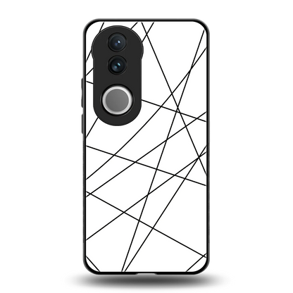 Geomatric White back phone cover | glass case for vivo v50