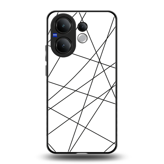 Geomatric White back phone cover | glass case for vivo v60