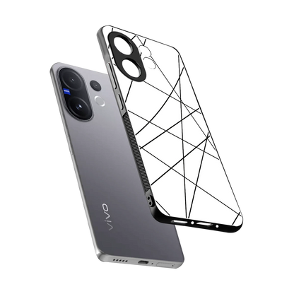 Geomatric White sleek vivo v60 cover with tempered glass back and TPU edges