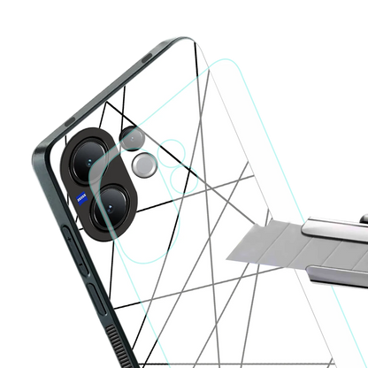 Geomatric White stylish phone case for vivo v60 | glossy glass and slim fit