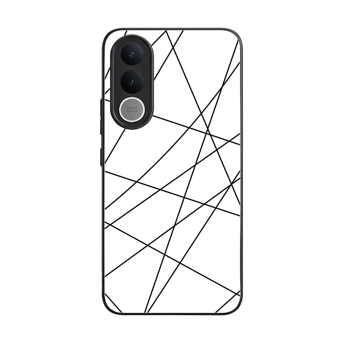 Geomatric White back phone cover | glass case for vivo v70 fe