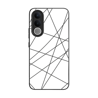 Geomatric White back phone cover | glass case for vivo v70 fe