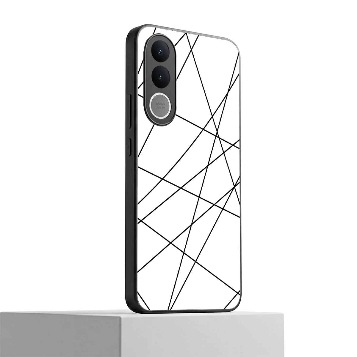 Geomatric White vivo v70 fe mobile cover | shockproof glass phone case