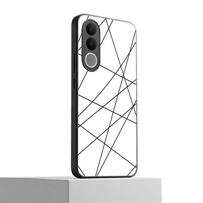 Geomatric White vivo v70 fe mobile cover | shockproof glass phone case