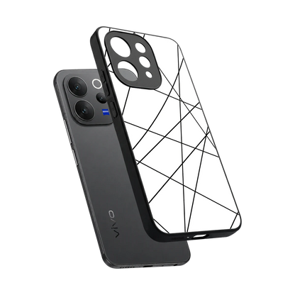 Geomatric White sleek vivo v70 cover with tempered glass back and TPU edges