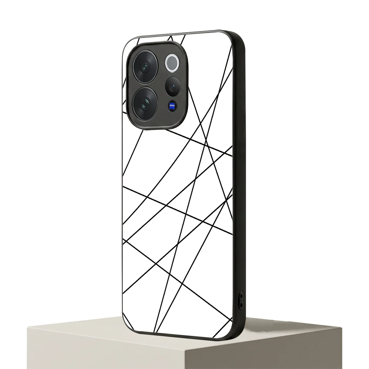Geomatric White vivo v70 mobile cover | shockproof glass phone case