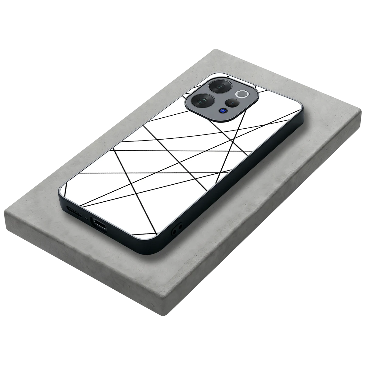 Geomatric White stylish phone case for vivo v70 | glossy glass and slim fit