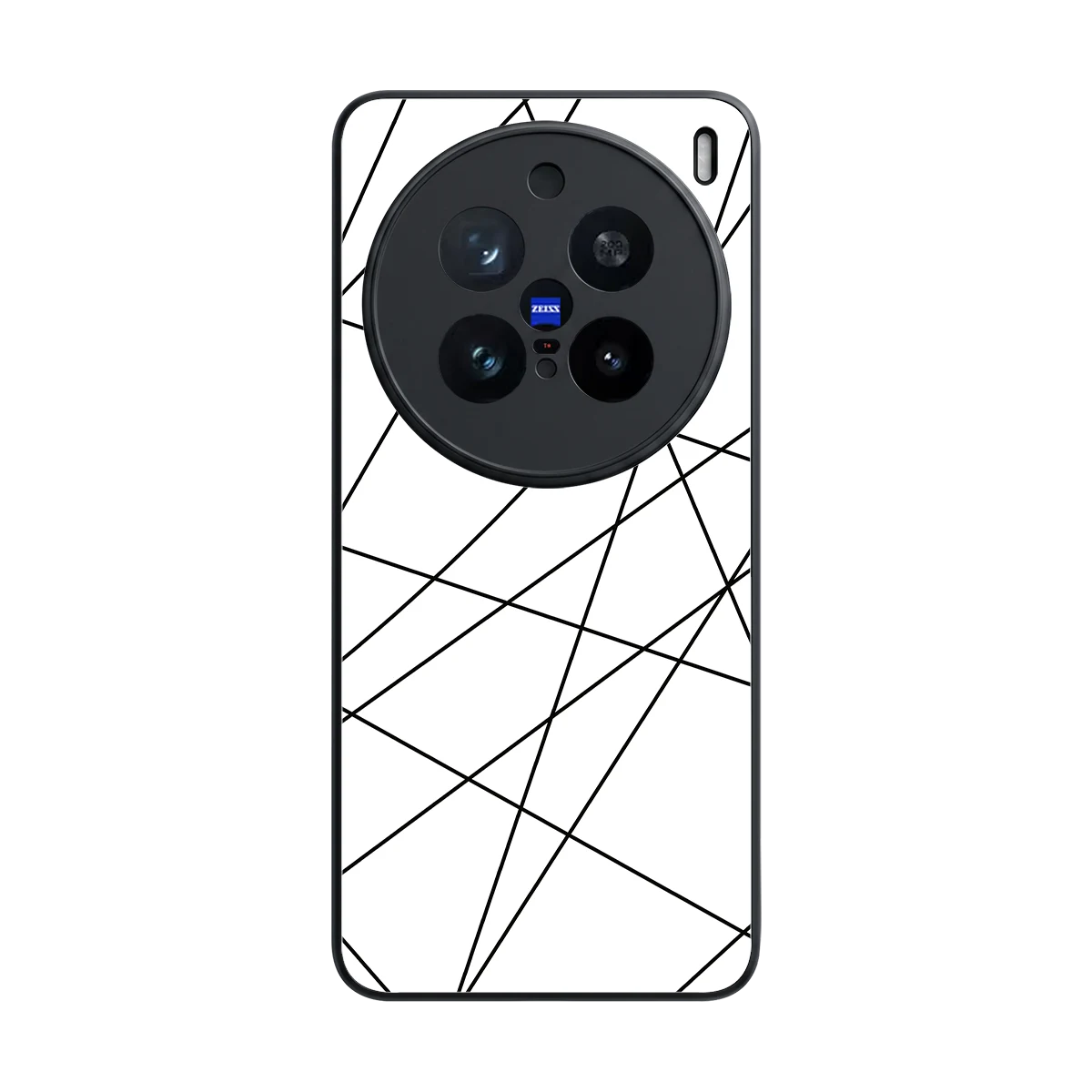 Geomatric White back phone cover | glass case for vivo x200 pro