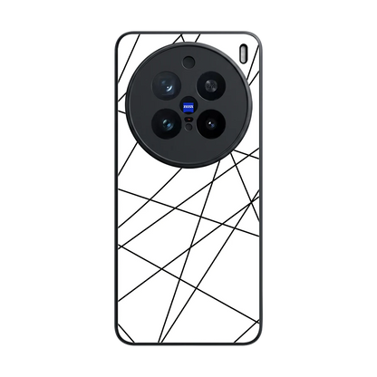 Geomatric White back phone cover | glass case for vivo x200 pro