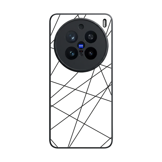 Geomatric White back phone cover | glass case for vivo x200 pro