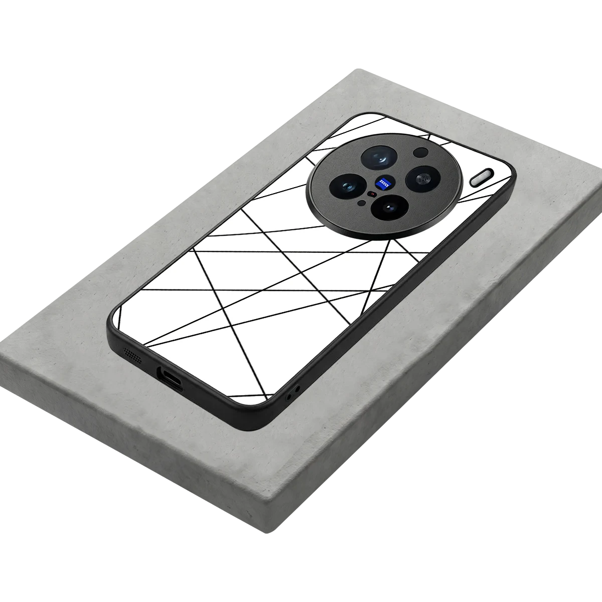 Geomatric White stylish phone case for vivo x200 pro | glossy glass and slim fit