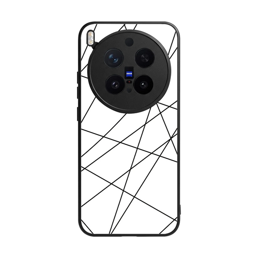 Geomatric White back phone cover | glass case for vivo x300 pro