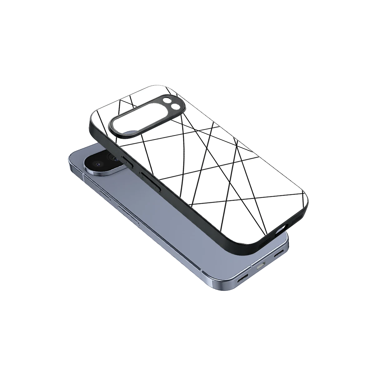 Geomatric White sleek google pixel 10 pro cover with tempered glass back and TPU edges