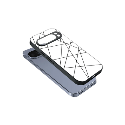 Geomatric White sleek google pixel 10 pro cover with tempered glass back and TPU edges