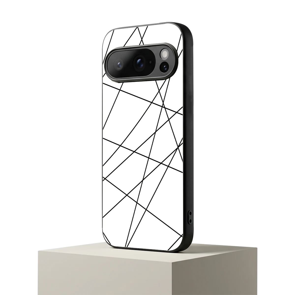 Geomatric White google pixel 10 pro mobile cover | shockproof glass phone case