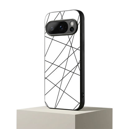 Geomatric White google pixel 10 pro mobile cover | shockproof glass phone case