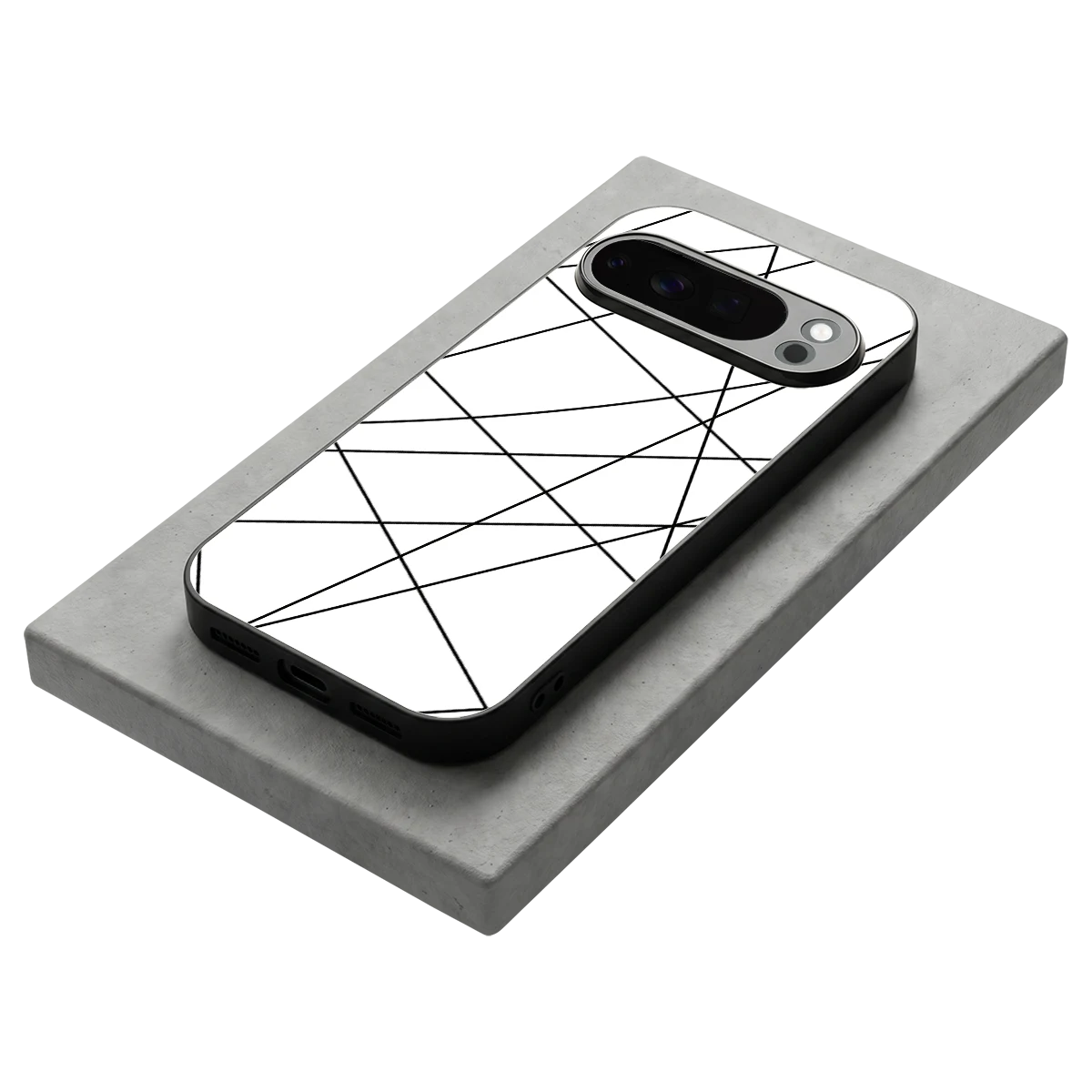 Geomatric White stylish phone case for google pixel 10 pro | glossy glass and slim fit