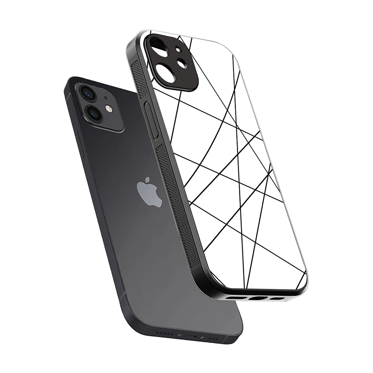 Geomatric White sleek iphone 11 cover with tempered glass back and TPU edges