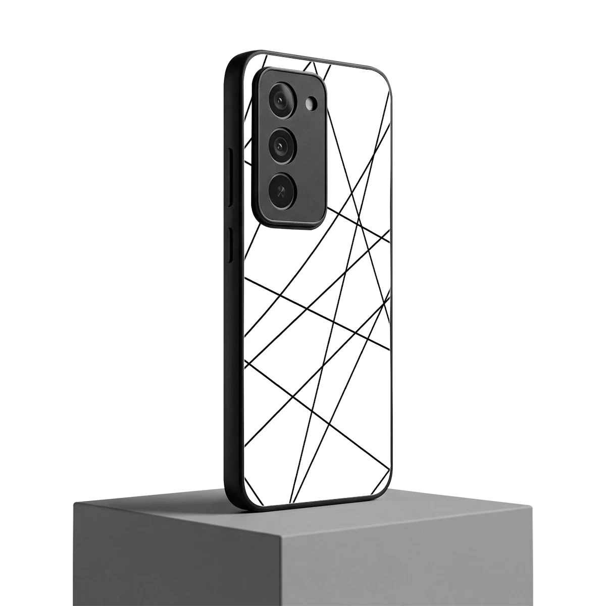 Geomatric White redmi 15 5g mobile cover | shockproof glass phone case