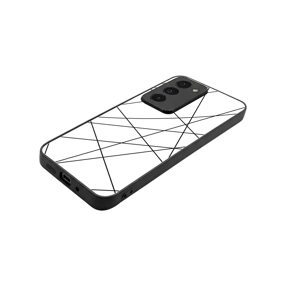 Geomatric White stylish phone case for redmi 15 5g | glossy glass and slim fit