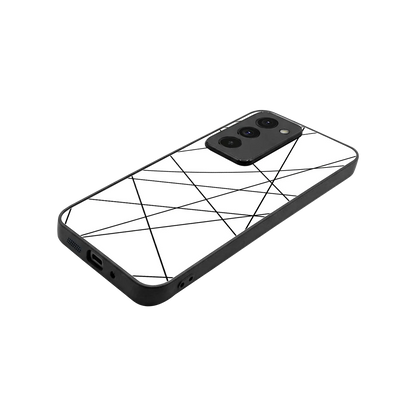 Geomatric White stylish phone case for redmi 15 5g | glossy glass and slim fit