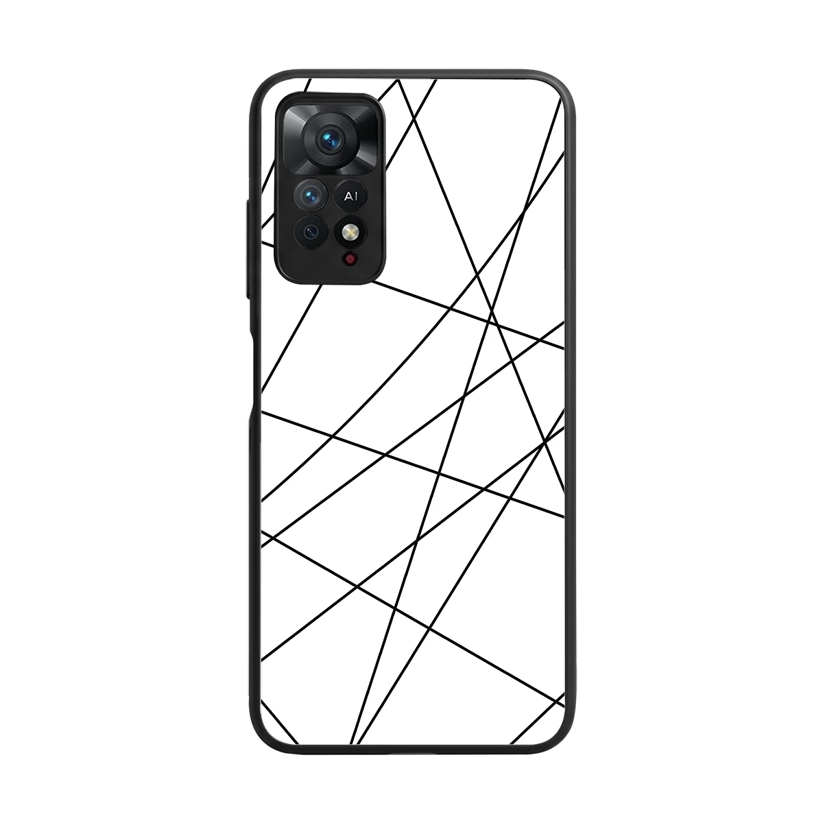 Geomatric White back phone cover | glass case for redmi note 11 pro