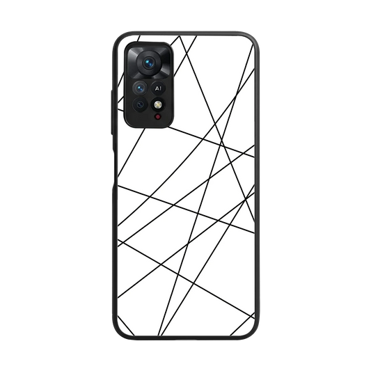 Geomatric White back phone cover | glass case for redmi note 11 pro